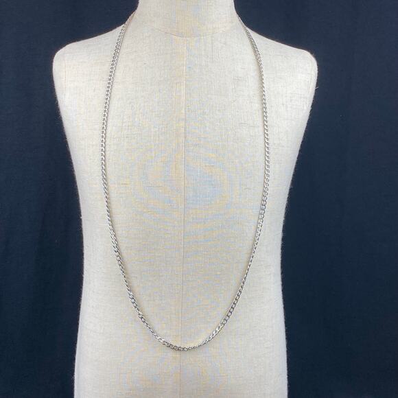 Fossil Brand Stainless Steel Classic Cuban Link Chain Necklace 34 Inches - Picture 1 of 8